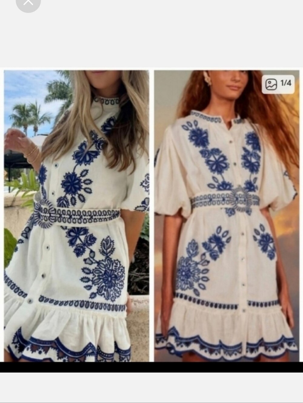 Farm Rio White Richelieu Linen Minidress - Picture 1 of 4